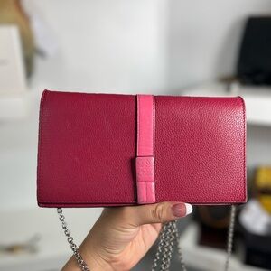 Elegant Pink Leather Chain Bag